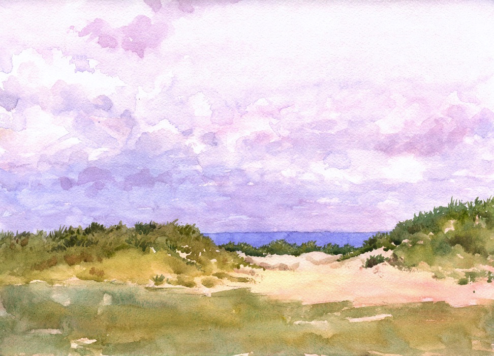 Watercolour of Holkham beach