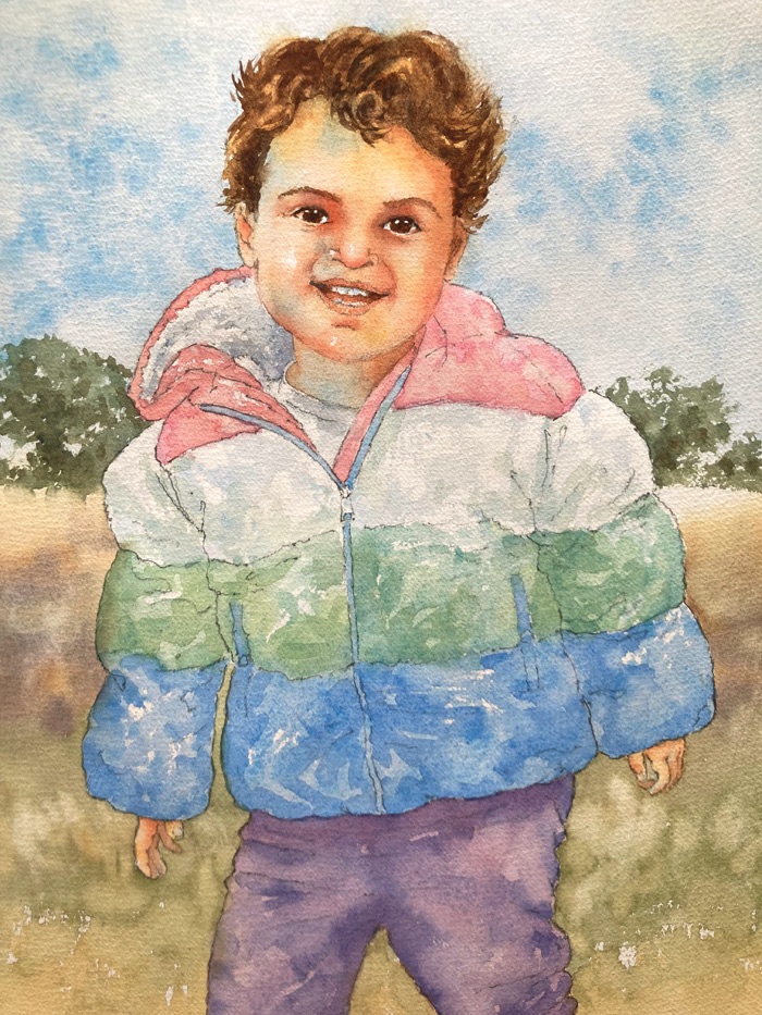 child portrait in watercolour