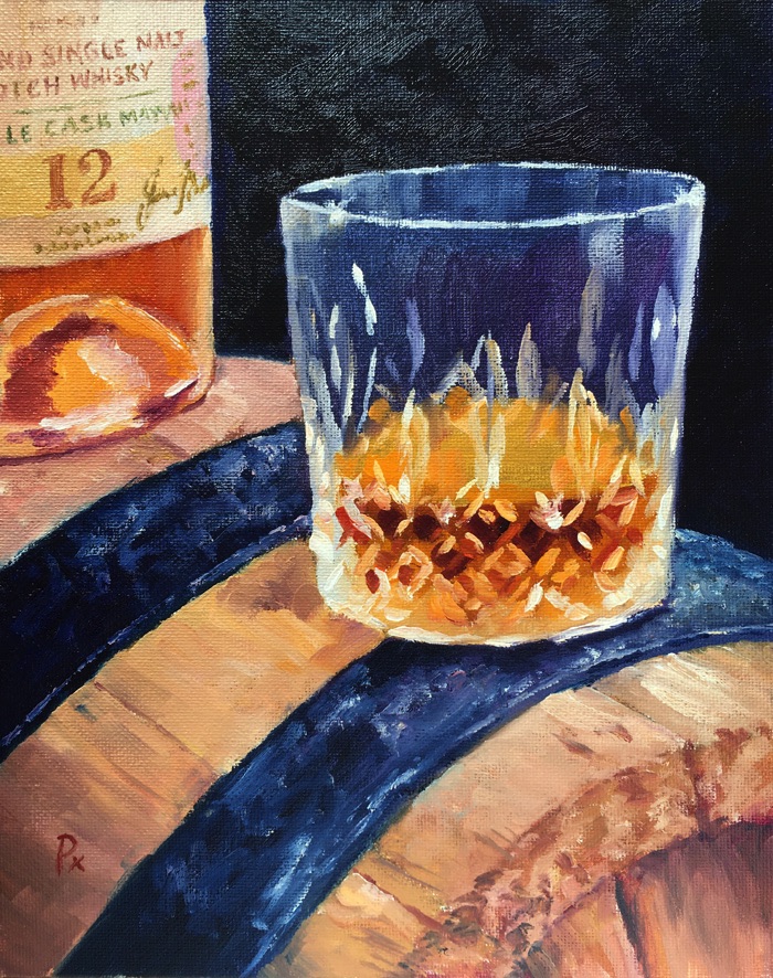 oil painting of whiskey