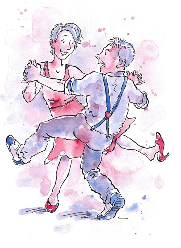 caricature portrait dancers